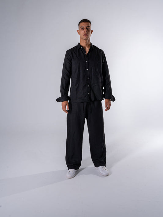 Black linen shirt